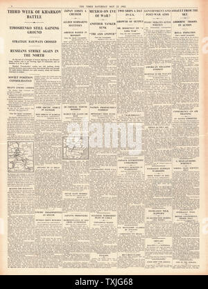 1942 page 4 la fois Roosevelt parle de 'Long' de la guerre et de la bataille de Kharkov Banque D'Images
