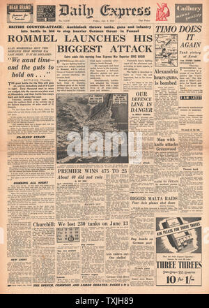 1942 front page Daily Express bataille pour l'Egypte Banque D'Images