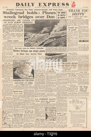 1942 front page Daily Express Bataille pour Stalingrad Banque D'Images