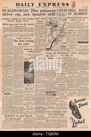 1942 front page Daily Express Bataille pour Stalingrad Banque D'Images