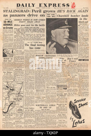 1942 front page Daily Express Bataille pour Stalingrad Banque D'Images