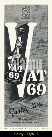 1944 Le magazine britannique annonce Whisky VAT 69 Banque D'Images