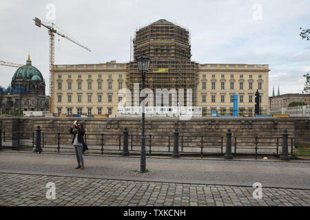 Les travaux de construction sur le Berliner Stadtschloss (Palais d'Etat de Berlin) à Berlin, Allemagne. Banque D'Images