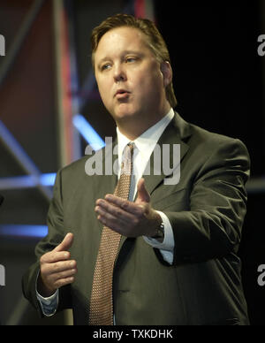 Président et chef de la NASCAR, Brian France annonce des changements à la NASCAR Championnat points lors d'une conférence de presse à la Nascar Nextel Cup Media Tour à la NASCAR Recherche & Développement site de Concord, NC le 22 janvier 1007. (Photo d'UPI/Nell Redmond) Banque D'Images