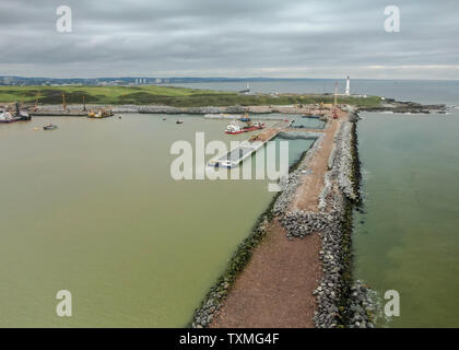 Une vue aérienne de l'Aberdeen au Sud Projet de développement portuaire en cours. à Nigg Bay, Aberdeenshire Banque D'Images