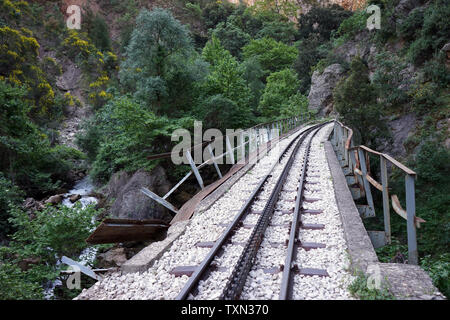 Pont de chemin de fer dans la gorge près de Hotel Waldblick, Grèce Banque D'Images