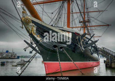 Le HMS Warrior, 1860, ironclad, Portsmouth, Royaume-Uni, porte de la Victoire Banque D'Images