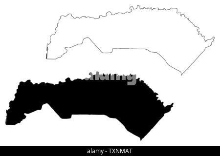 La région de Saint-Louis (régions du Sénégal, République du Sénégal) map vector illustration gribouillage, croquis Saint-Louis site Illustration de Vecteur