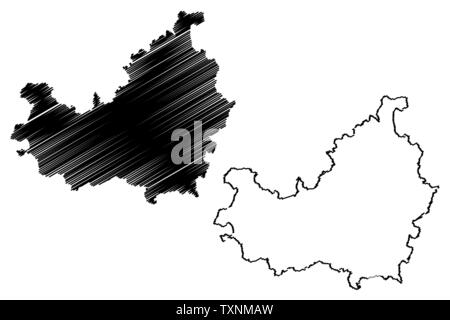 Le comté de Cluj (divisions administratives de la Roumanie, la région de développement Nord-Vest) map vector illustration gribouillage, croquis Cluj site Illustration de Vecteur