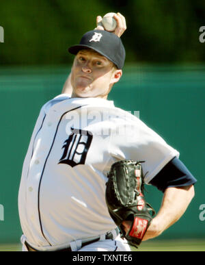 Le lanceur partant des Detroit Tigers Jeremy Bonderman lance à New York Mets' Carlos Gomez dans la troisième manche à Comerica Park à Detroit le 9 juin 2007. Les Tigres défait les mets 8-7. (Photo d'UPI/Scott R. Galvin) Banque D'Images