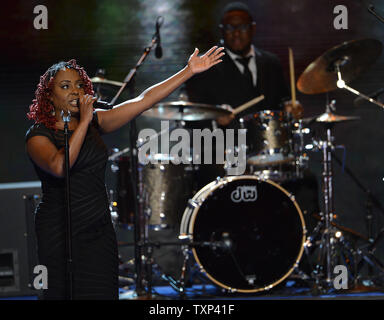 Ledisi fonctionne à la Convention Nationale Démocratique à la Time Warner Cable Arena de Charlotte, Caroline du Nord le 4 septembre 2012. UPI/Kevin Dietsch Banque D'Images