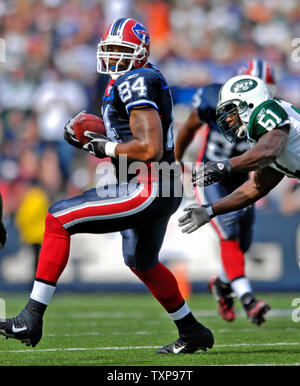 Buffalo Bills tight end Robert Royal tire dans une cour 6 passer au premier trimestre contre les Jets de New York au Ralph Wilson Stadium in orchard Park, NEW YORK, le 30 septembre 2007. Les factures a vaincu les Jets 17-14.(Photo UPI/Ed Wolfstein) Banque D'Images