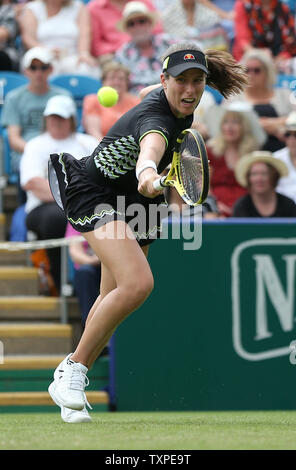 Eastbourne, Royaume-Uni. 25 juin 2019 Grande-bretagne's Johanna Konta en action contre Maria Sakkari de Grèce sur le quatrième jour de la Nature Valley International à Devonshire Park. Credit : James Boardman / TPI / Alamy Live News Banque D'Images