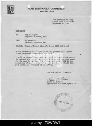 Jean René, Elston et al [Cas 9-BR-347] : Mémorandum d'Ed McDonald à Roy A. Gaillard ; Portée et contenu : les notes renvoi de rapport. Banque D'Images