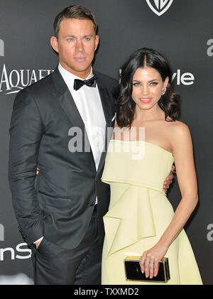 Channing Tatum et sa femme Jenna Dewan-Tatum arrivent à l'lnStyle et Warner Brothers Golden Globes after party au Beverly Hilton Hotel à Beverly Hills, Californie le 11 janvier 2015. Photo par Christine Chew/UPI Banque D'Images