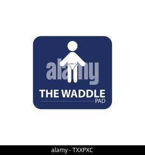 Bébé porter une couche. Vector illustration sur un fond blanc. Logo Baby Care Illustration de Vecteur