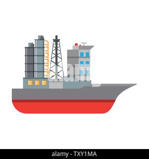 Raffinerie de pétrole avec les pompes de navires isolés symbole Illustration de Vecteur