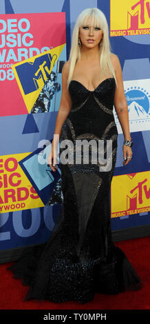 La chanteuse Christina Aguilera arrive à la 2008 MTV Video Music Awards à Los Angeles le 7 septembre 2008. (Photo d'UPI/Jim Ruymen) Banque D'Images