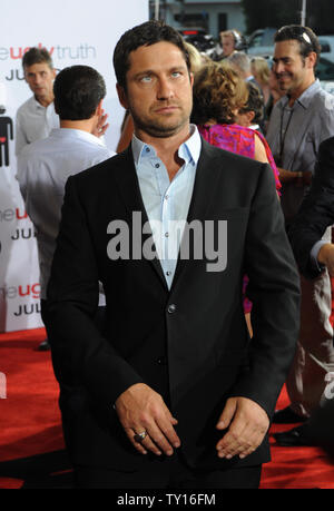 L'acteur écossais Gerard Butler, un acteur dans la motion picture comédie romantique "The Ugly Truth", assiste à la première du film à l'Arclight Cinerama Dome à Los Angeles le 16 juillet 2009. (Photo d'UPI/Jim Ruymen) Banque D'Images