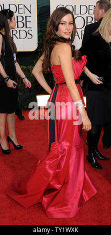 L'actrice Sofia Vergara arrive à la 68e assemblée annuelle Golden Globe Awards à Beverly Hills, Californie le 16 janvier 2011. UPI/Jim Ruymen Banque D'Images