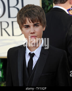 Singer Justin Bieber arrive à la 68e assemblée annuelle Golden Globe Awards à Beverly Hills, Californie le 16 janvier 2011. UPI/Jim Ruymen Banque D'Images