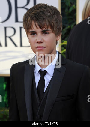 Singer Justin Bieber arrive à la 68e assemblée annuelle Golden Globe Awards à Beverly Hills, Californie le 16 janvier 2011. UPI/Jim Ruymen Banque D'Images