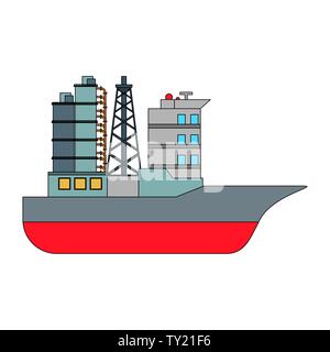 Raffinerie de pétrole avec les pompes de navires isolés symbole Illustration de Vecteur