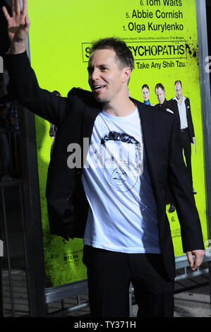 Acteur Sam Rockwell, un acteur dans la motion picture comédie crime même 'psychopathes', assiste à la première du film à l'Bruin Theatre dans la section de Westwood Los Angeles le 1 octobre 2012. UPI/Jim Ruymen Banque D'Images