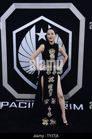 L'actrice japonaise Rinko Kikuchi, un acteur dans le film de science-fiction 'Pacific Rim', assiste à la première du film au Théâtre Dolby dans la section Hollywood de Los Angeles le 9 juillet 2013. UPI/Jim Ruymen Banque D'Images