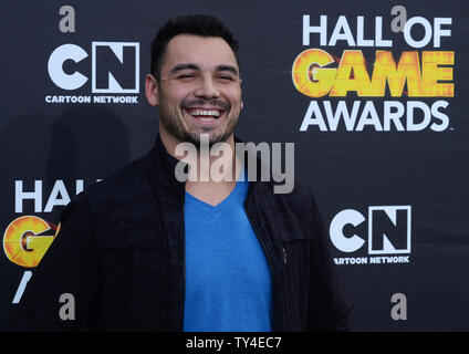 NFL player Joseph Fauria des Detroit Lions assiste à Cartoon Network's fourth annual Hall of Game Awards au Barker Hangar à Santa Monica, Californie le 15 février 2014. UPI/Jim Ruymen Banque D'Images