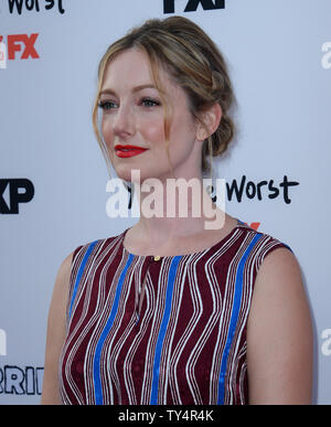 Judy Greer acteur assiste à la première de la nouvelle série FX TV 'Marié' au Paramount Studios à Los Angeles le 14 juillet 2014. La comédie tourne autour de jusqu'où deux meilleurs amis sont prêts à aller pour sauver leur mariage. UPI/Jim Ruymen Banque D'Images