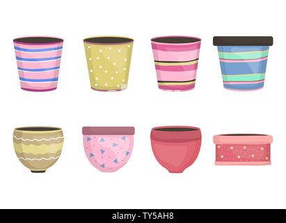 Pots de jardin en céramique les icônes de décoration design illustration vectorielle Illustration de Vecteur