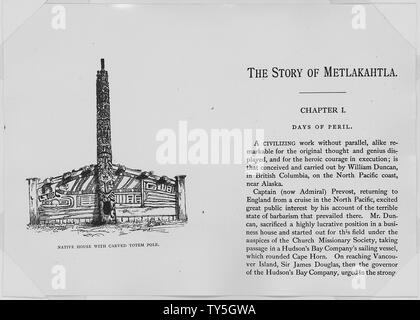 Henry S. Wellcome, l'histoire de Metlakahtla, 4e. éd., Londres et New York, 1887. Frontispice et première page. Banque D'Images