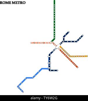 Plan de la station de métro de Rome, du métro, du modèle de transport de la ville de route souterraine. Illustration de Vecteur