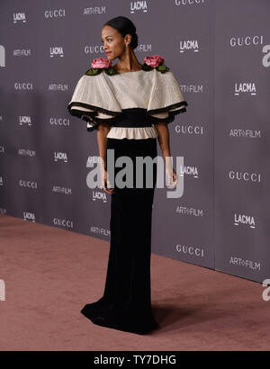 L'actrice Zoe Saldana assiste à la septième conférence annuelle de l'Art LACMA +Film gala artiste Mark Bradford et le réalisateur George Lucas au Los Angeles County Museum of Art de Los Angeles le 4 novembre 2017. Photo par Jim Ruymen/UPI Banque D'Images