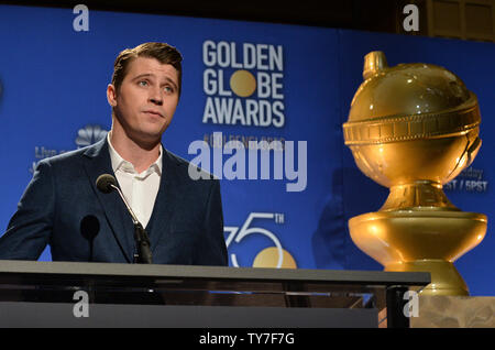 L'acteur Garrett Hedlund annonce les nominés pour la 75e assemblée Golden Globe Awards au Beverly Hilton Hotel à Beverly Hills, Californie le 11 décembre 2017. Photo par Jim Ruymen/UPI Banque D'Images