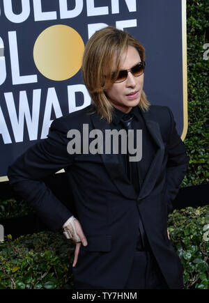 Yoshiki musicien assiste à la 75e assemblée Golden Globe Awards au Beverly Hilton Hotel à Beverly Hills, Californie le 7 janvier 2018. Photo par Jim Ruymen/UPI Banque D'Images