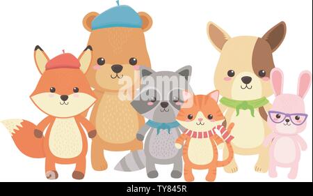 Définir la conception des dessins animés, des animaux vie zoo la nature et la faune thème Vector illustration Illustration de Vecteur