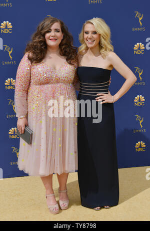 Acteurs Kate McKinnon (L) et assister à la 70e Bryant Aidy Primetime Emmy Award annuel au théâtre dans le centre-ville de Los Angeles le 17 septembre 2018. Photo par Christine Chew/UPI Banque D'Images