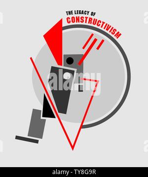 Rouge, gris et noir, formes géométriques, de style rétro. L'héritage de l'constuctivism. Banque D'Images