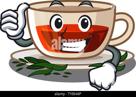 Thumbs up thé Darjeeling Dans la Mascot forme Illustration de Vecteur