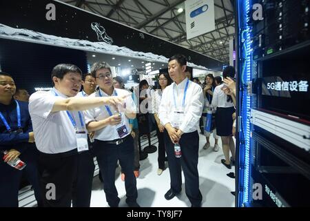 Shanghai, Shanghai, Chine. 26 Juin, 2019. Shanghai, Chine - le 26 juin 2019 : Le Mobile World Congress 2019 (Shanghai) a officiellement inauguré, avec le thème de ''tout ce qui est dans le monde'', qui a démontré de manière exhaustive l'application au sens large perspective de la technologie 5G. Crédit : SIPA Asie/ZUMA/Alamy Fil Live News Banque D'Images