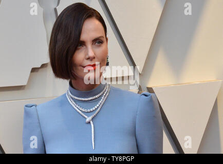 Charlize Theron arrive sur le tapis rouge pour la 91e Academy Awards annuels au Kodak Theater à Hollywood de Los Angeles le 24 février 2019. Photo par Jim Ruymen/UPI Banque D'Images