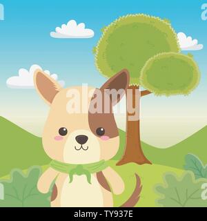 Conception, dessin animé chien mignon Animal Life Nature et faune zoo thème Vector illustration Illustration de Vecteur