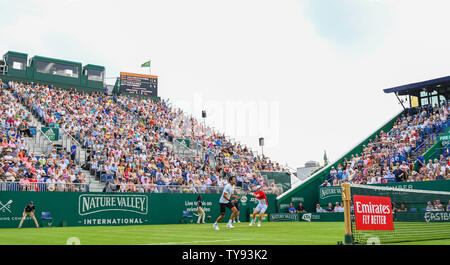 Eastbourne UK 25 juin 2019 - Andy Murray de Grande-bretagne en action partenaire avec Marcelo Melo au tournoi international de la vallée de la Nature Banque D'Images