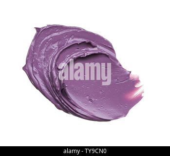 Les frottis mauve pâle et la texture le mascara ou acrylique sur fond blanc Banque D'Images