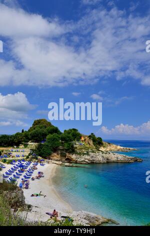 Plage de Bataria, Kassiopi,Kassopaia,Îles Ioniennes, Corfou, Grèce Banque D'Images