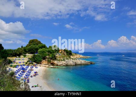 Plage de Bataria, Kassiopi,Kassopaia,Îles Ioniennes, Corfou, Grèce Banque D'Images