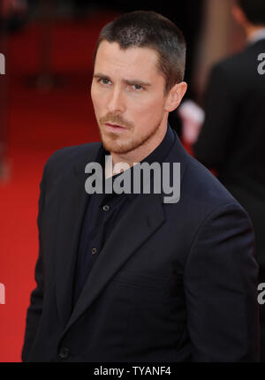 L'acteur britannique Christian Bale assiste à la première européenne de 'Dark Knight' à Odéon, Leicester Square à Londres le 21 juillet 2008. (Photo d'UPI/Rune Hellestad) Banque D'Images