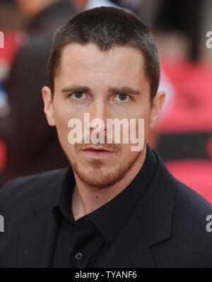 L'acteur britannique Christian Bale assiste à la première européenne de 'Dark Knight' à Odéon, Leicester Square à Londres le 21 juillet 2008. (Photo d'UPI/Rune Hellestad) Banque D'Images